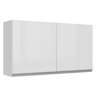 Armário De Cozinha Aéreo 100% MDF 120 cm Portas Branco Brilho Acordes Madesa