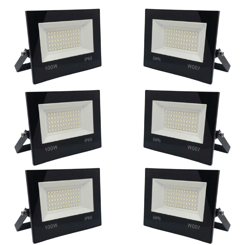 Kit 06 Refletores Led 100w Smd Prova Dágua Ip66 Holofote 6500k | Shopee ...