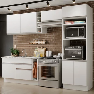 Cozinha Completa Madesa Cristal com Armário e Balcão (Sem Tampo e Pia) em Oferta na Shopee