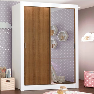 Guarda-Roupa Infantil Madesa Bento 2 Portas de Correr com Espelho 2 Gavetas em Oferta na Shopee
