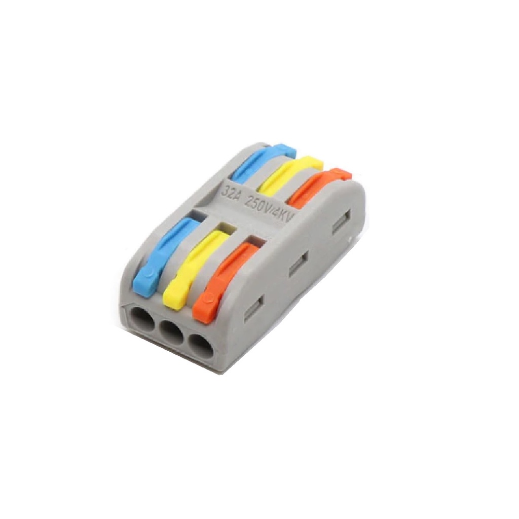 Conector Emenda Eletrico Fio 0,8 a 4mm 32A 3 Vias Alavanca Esp8266 ...