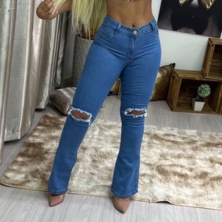 Calca flare jeans hot sale rasgada