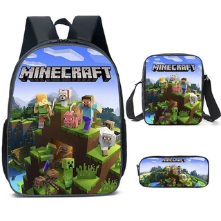 Mochila Escolar MINECRAFT Para Alunos Da Escola Primária Meu Jogo Mundial Periférica De Três Peças Combinada
