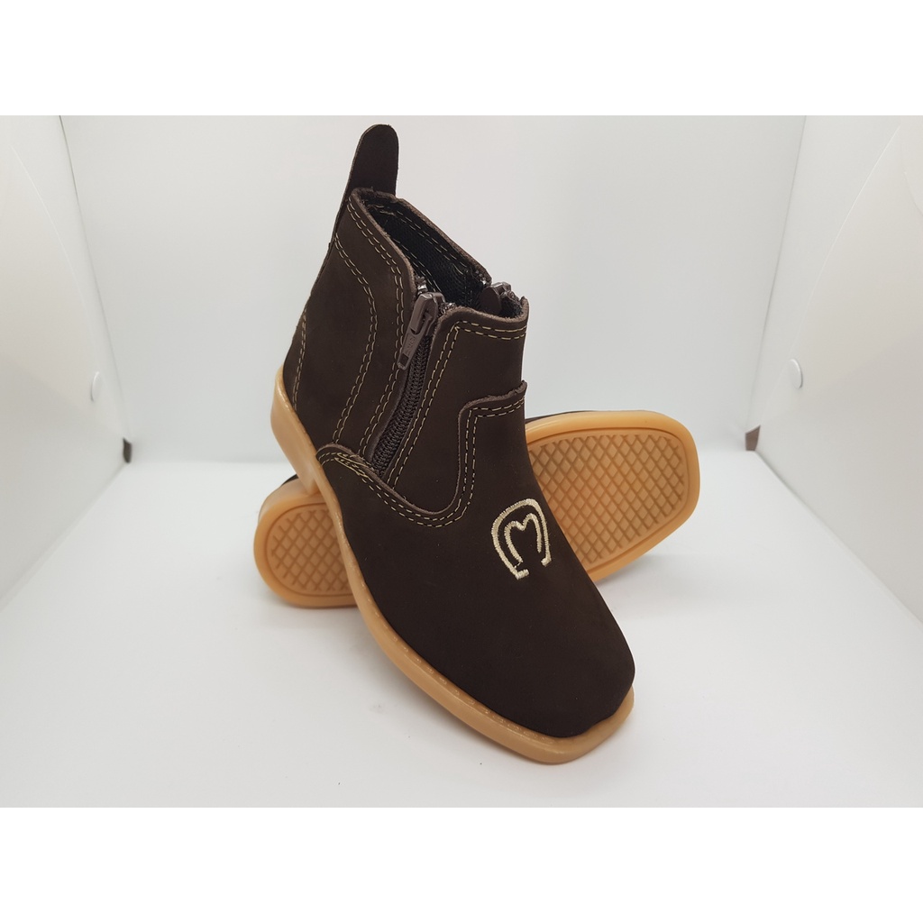 Bota Botina em Couro Masculina Feminina Menino Menina Country Texana Infantil Criança Botinha Botininha Junina