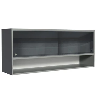 Armário de Cozinha Aéreo 2 Portas de Correr de Vidro Neutral e 1 Nicho Cinza Nice Madesa em Oferta na Shopee