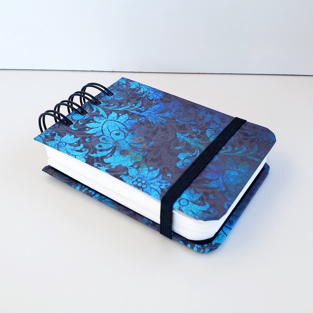 Mini Sketchbook Desenho e Aquarela 11x8cm - 300g Montval 40 folhas Floral  Azul