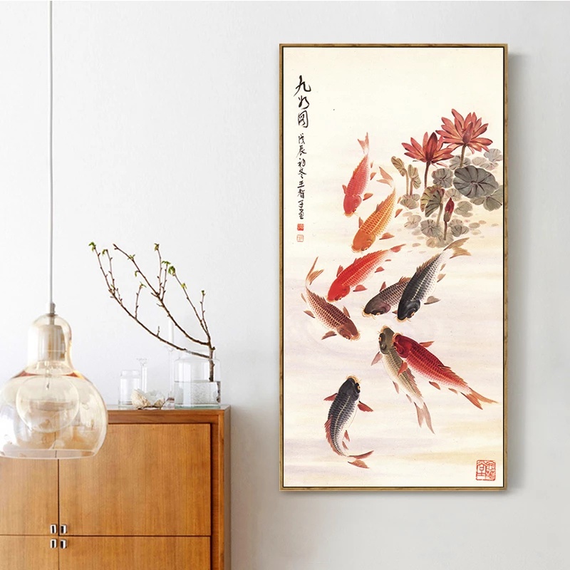 YSCOLOR Diamond Painting Kit - Carpa Koi E Fiori Di Loto Su Tela 30x40cm, Quadro Fai Da Te Con Diamanti Rotondi, Inclusi Tutti Gli Accessori