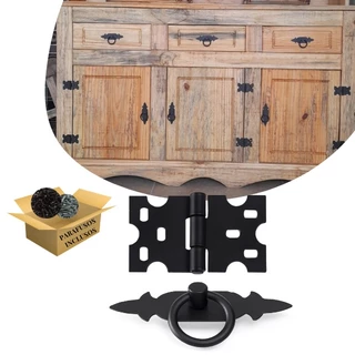 Dobradiça e puxador Rustico antigo para móveis 10und. Linha colonial