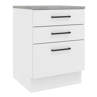 Balcão Armário de Cozinha 60 cm 3 Gavetas Branco Agata Madesa em Oferta na Shopee