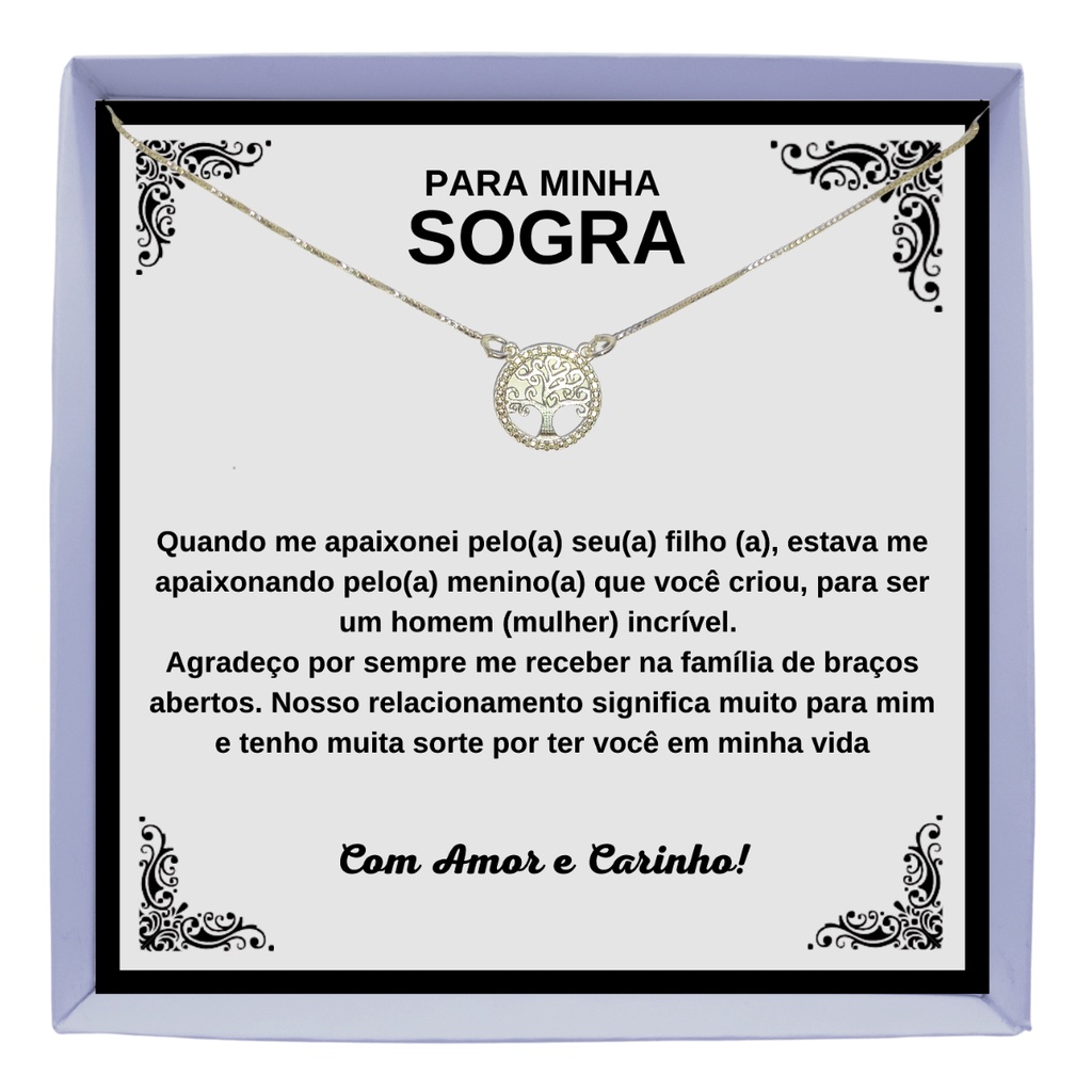 Presente Aniversário Sogra Colar Prata 925 Personalize Frase