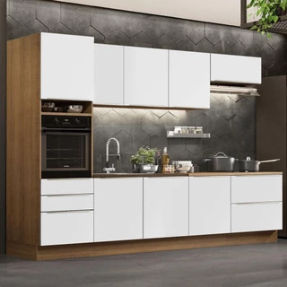 Cozinha Completa Madesa Lux 320004 com Armário e Balcão - Rustic/Branco Veludo em Oferta na Shopee