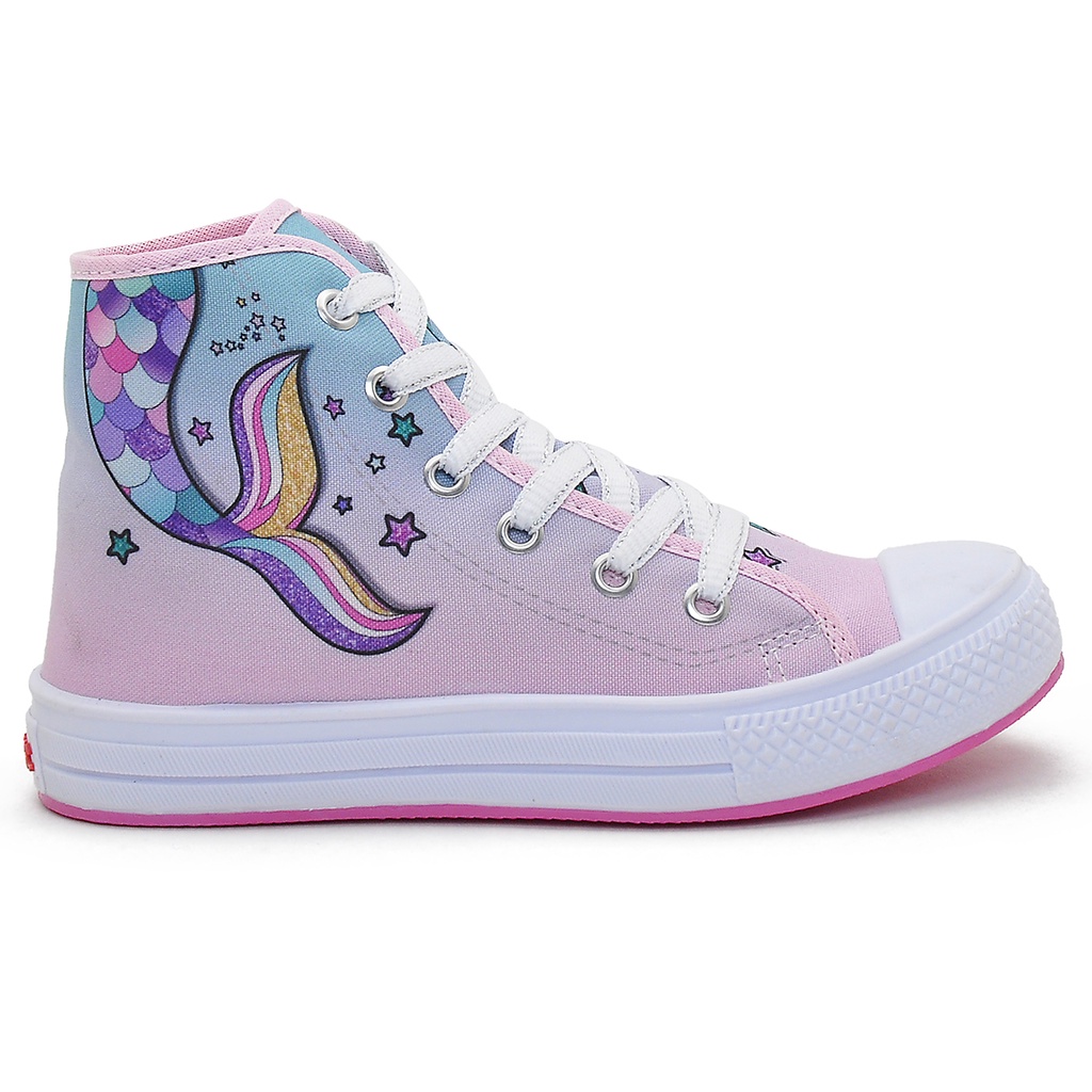 Tênis Star Sereias Femino Infantil Cano Alto Confortável Menina Princesa - Promoção Semana Das Crianças