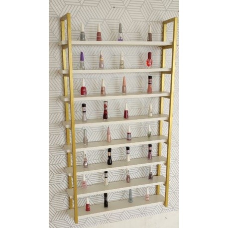 Expositor de esmaltes estilo industrial de 8 prateleiras de 60cm
