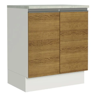 Balcão Armário de Cozinha 70 cm 2 Portas Branco/Rustic Glamy Madesa em Oferta na Shopee