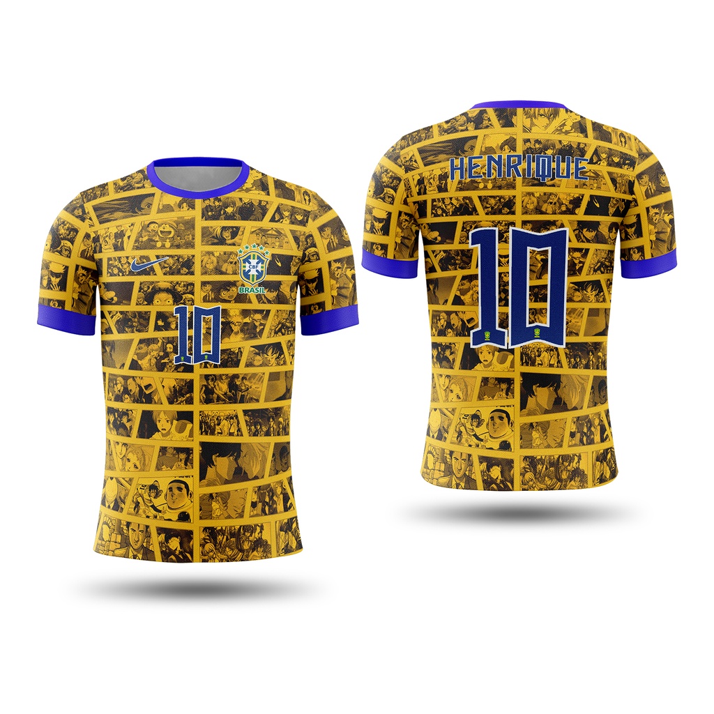 Camisa Seleçao Brasileira Versao Anime Uniforme Seleçao Brasil Copa do  Mundo Futebol Personalizada - Escorrega o Preço