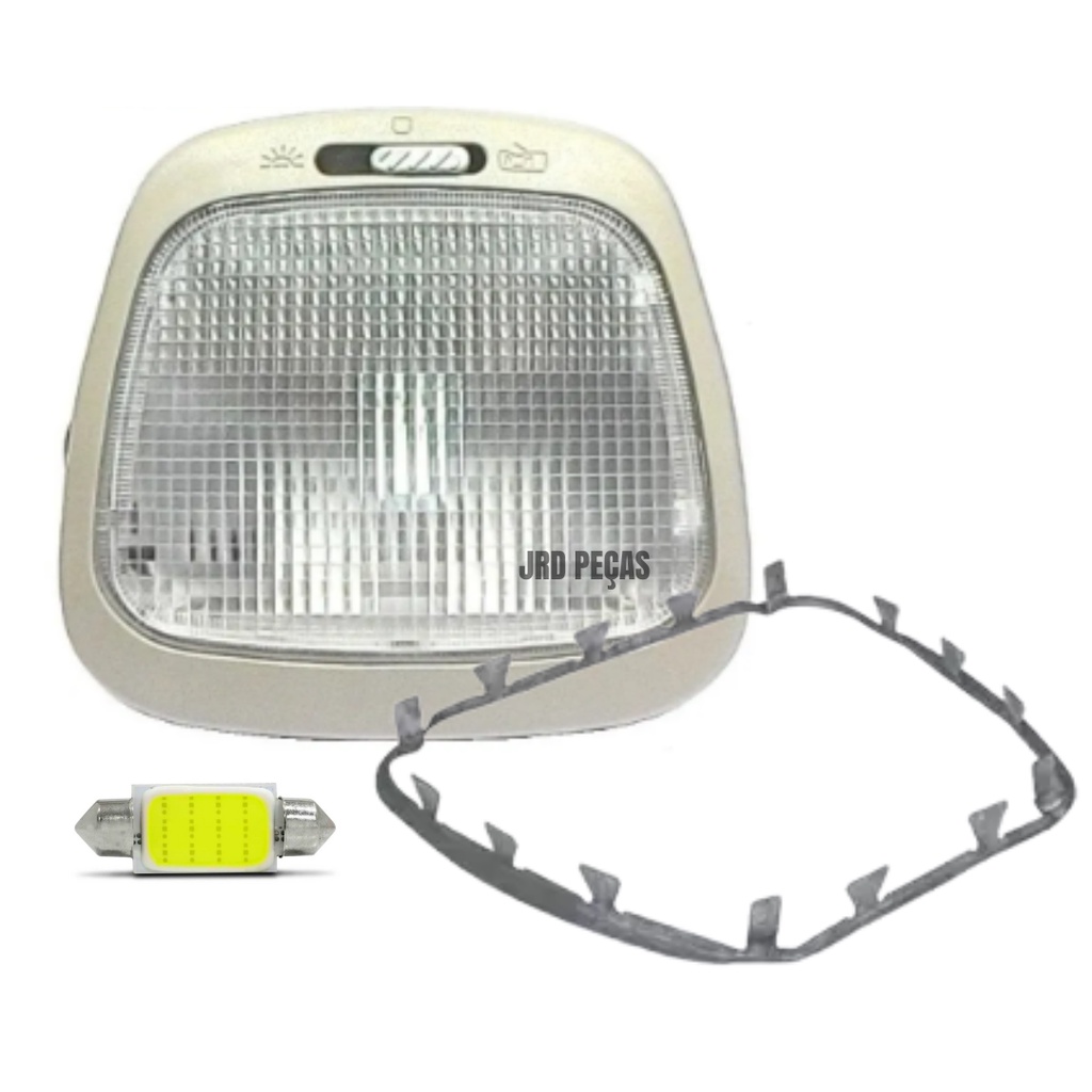 Lanterna Luz de Teto + Lampada Led + Moldura Com Temporizador Volkswagen Gol Parati Saveiro G2 G3 G4 1994 1995 1996 1997 1998 1999 2000 2001 a 2014