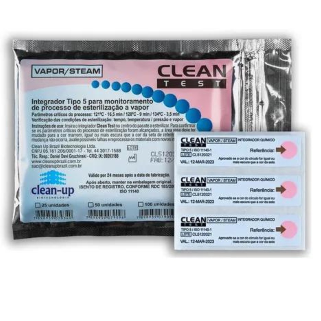 Indicador Químico Steam Classe 5 C/100 - Clean Test