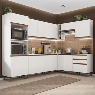 Cozinha Completa de Canto Madesa Reims 462001 com Armário e Balcão - Branco em Oferta na Shopee