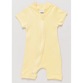 Macacão Bebê Suedine Verão 100% Algodão com Zíper Amarelo em Oferta na Shopee