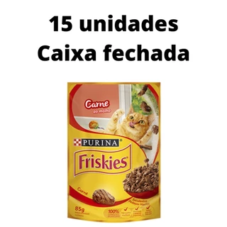 Kit 15un Friskies Sache carne ao molho para gatos purina pacote/saco de 85gr alimento umido