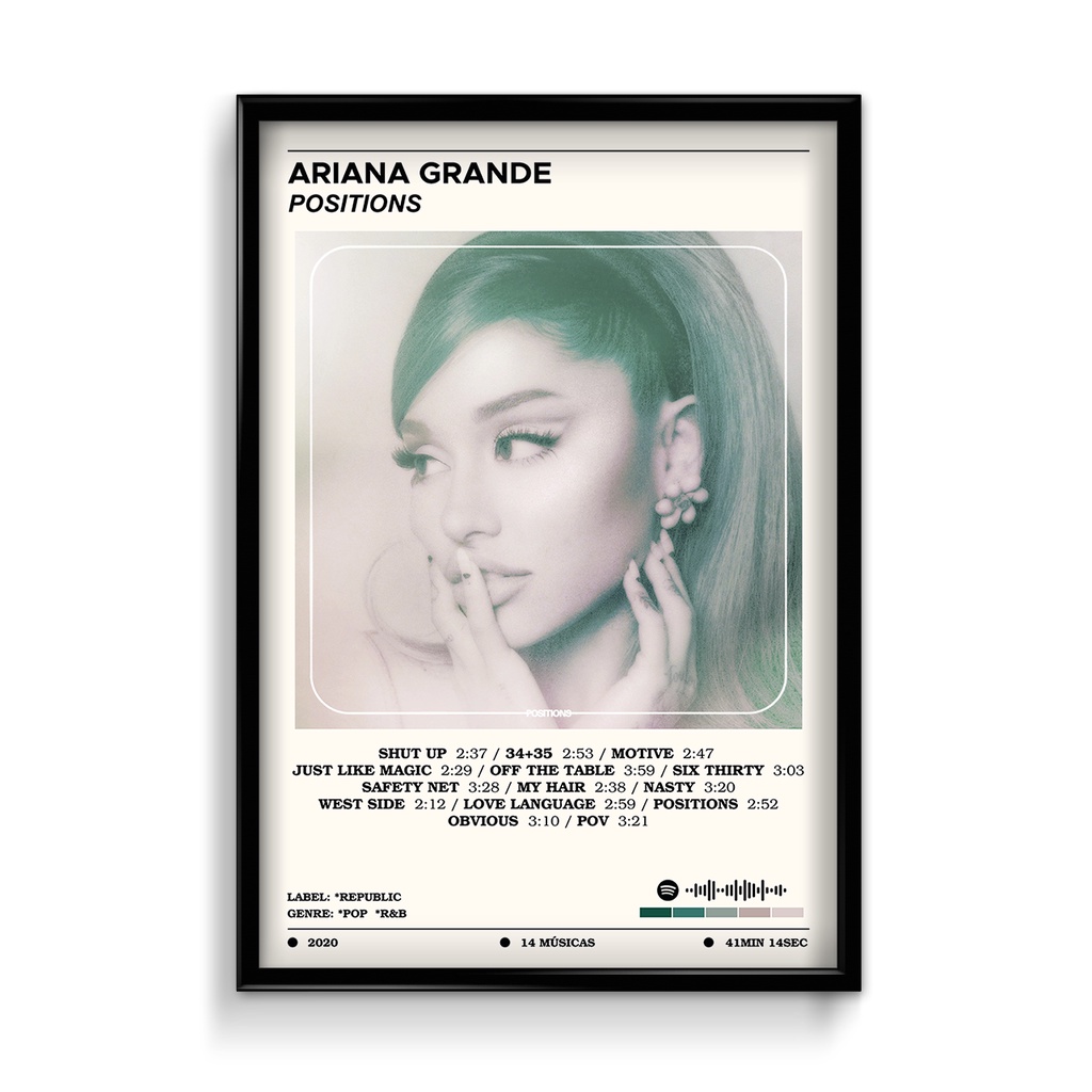 Quadro Decorativo Ariana Grande Álbuns Spotify Com Moldura | Shopee Brasil