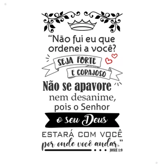 Adesivo de Parede Decorativo Frase Religioso Versículo Oração Josué 1:9