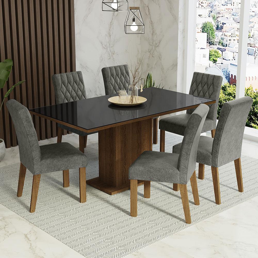 Conjunto Sala de Jantar 6 Cadeiras Kate Siena Moveis