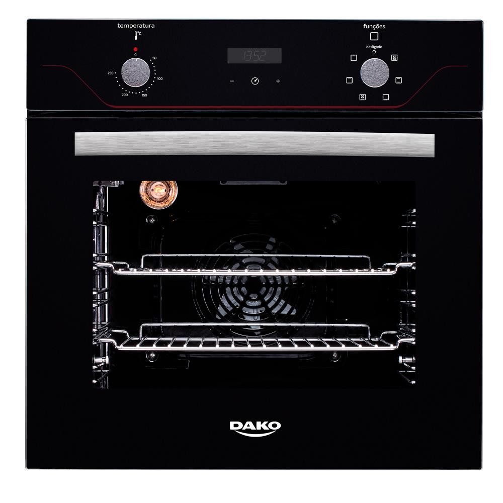 Forno de Embutir Elétrico Preto 60 Litros com Timer Digital Dako Diplomata Grill 220V
