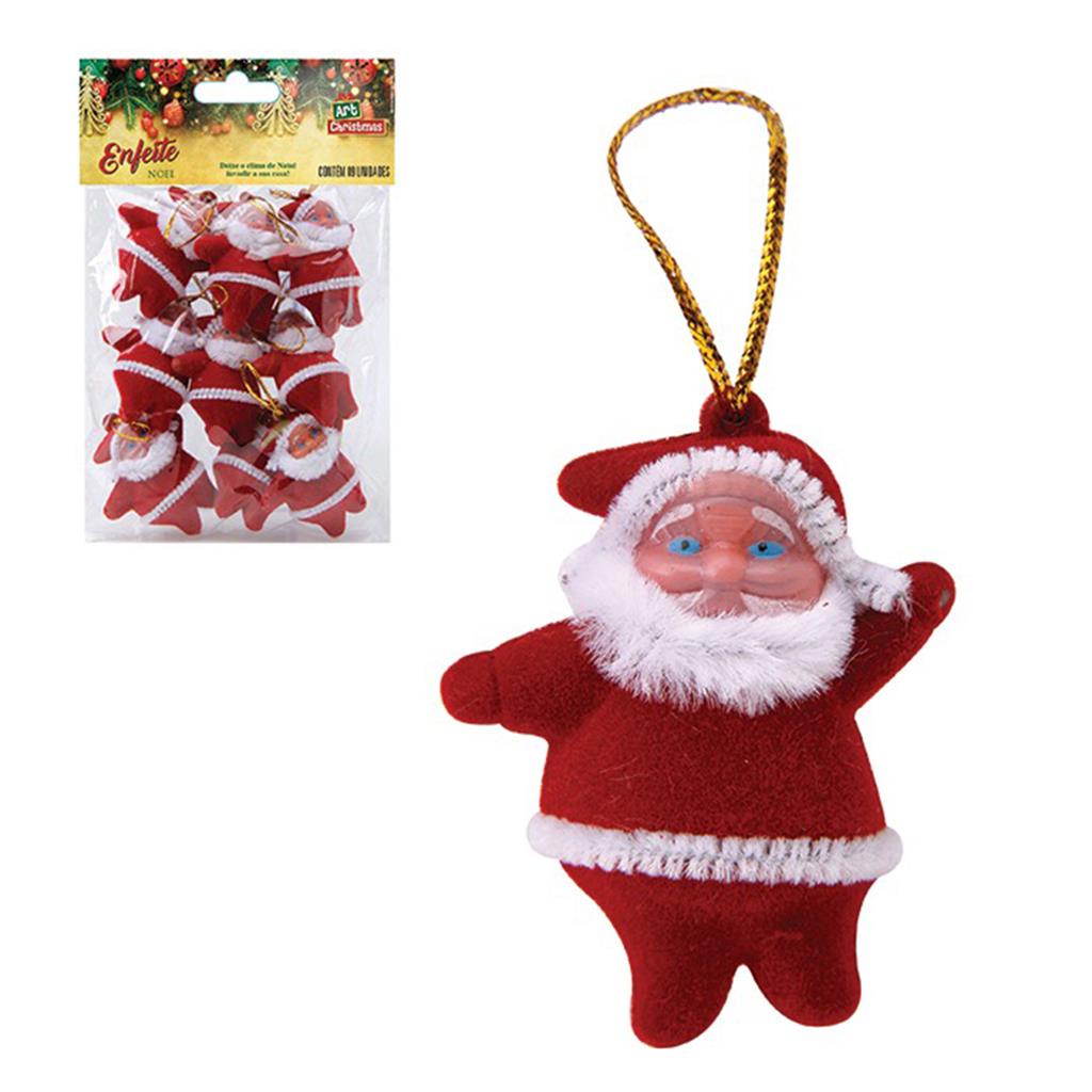 Jogo 2 Papai Noel 9cm - Enfeite Natalino, NA6503-9-M