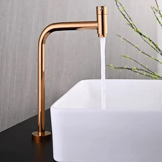 Torneira Pia Cuba Alta 90 Graus De Banheiro Inox Luxo Comp03 Rosa Gold