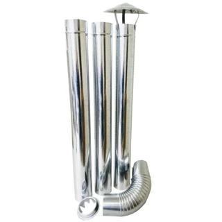 Kit Chaminé Adams Galvanizado 3 Metros Com Chapéu e Curva