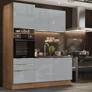 Armário de Cozinha Compacta 180cm Rustic/Cinza Lux Madesa 01 em Oferta na Shopee