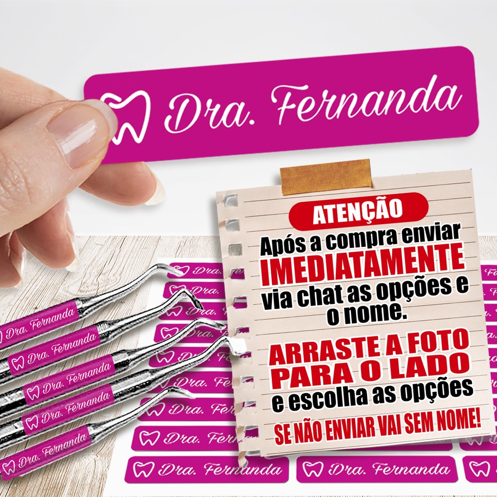 Etiqueta Adesiva Instrumental (dentista, odontologia, veterinária, enfermagem, podologia, medicina, consultorio etc)