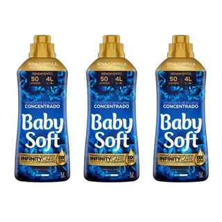 Kit 3 Amaciante Concentrado Baby Soft 1L Toque de Carinho e Cuidado