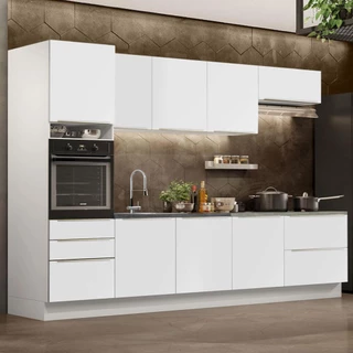 Cozinha Completa Madesa Lux 320004 com Armário e Balcão - Branco/Branco Veludo em Oferta na Shopee
