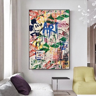 Arte De Grafite Pop Pintura Em Tela Disney Mickey Mouse Pôsteres E Impressões Quadros De Parede Para Sala De Estar Decoração De Casa Sem Moldura