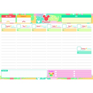 BLOCO PLANNER MICKEY ARTS A4 PERMANENTE 52 FOLHAS DECORADAS.