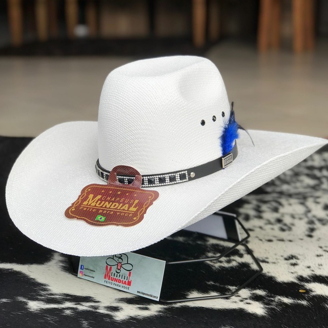 Chapéu Juta Branco De Strass Mundial