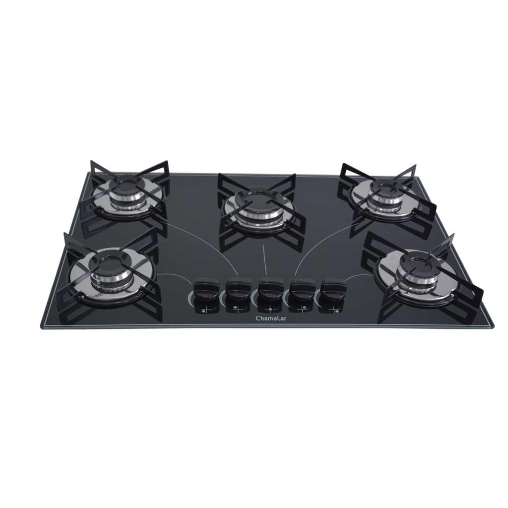 Fogão Cooktop Premium Gás 5 Bocas Ultra Chama 127v/220v Preto