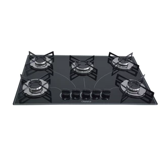Fogão Cooktop Premium Gás 5 Bocas Ultra Chama 127v/220v Preto