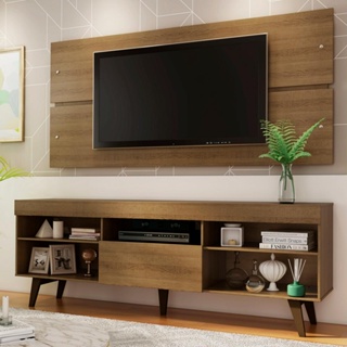 Rack com Painel para TV até 65 Polegadas Madesa Miami com Pés - Rustic