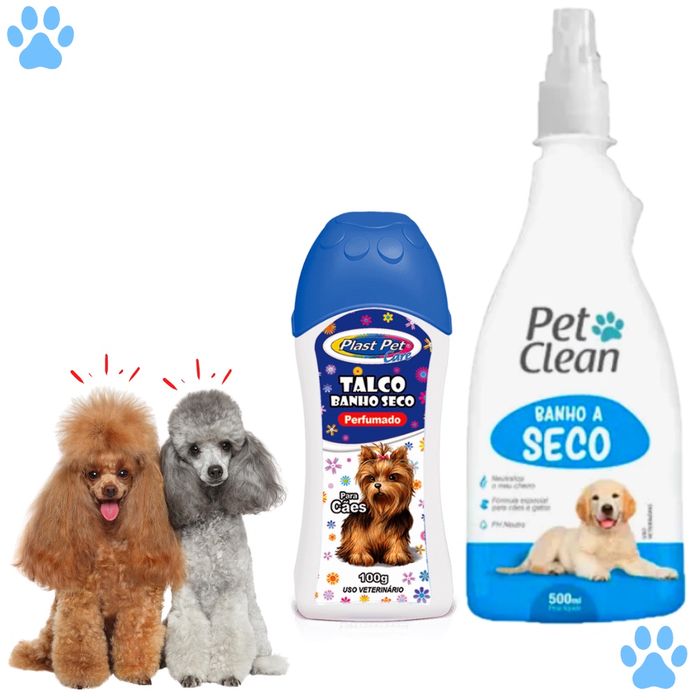 Banho a Seco sem Enxágue 500ml Pet Clean + Talco para Cachorro 100g Pet ...