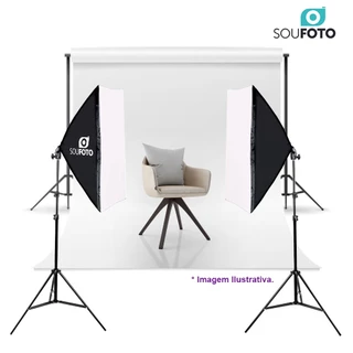 Softbox Kit de Iluminação Sou Foto Tripé de Luz Profissional para Estúdio de Ensaio Fotográfico ou Produtos e Gravação de Vídeos Lives Instragamável Youtuber Tiktoker Composto por 2x Softboxes 50x70 Para Uma Lâmpada E-27 e 2x Tripés de Iluminação 2 Metros
