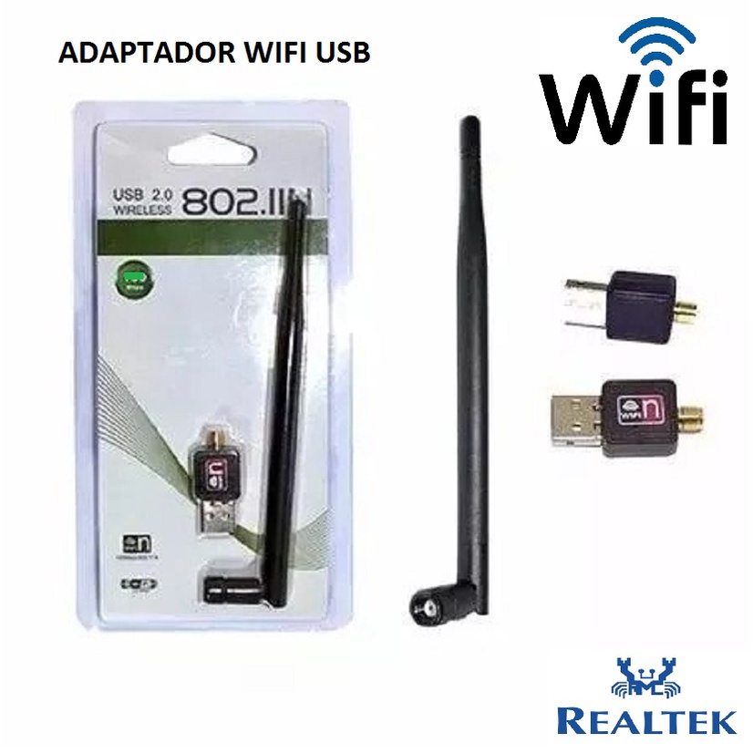 Adaptador Wifi Usb Pc Receptor Realtek Antena 2.4ghz 802.11n