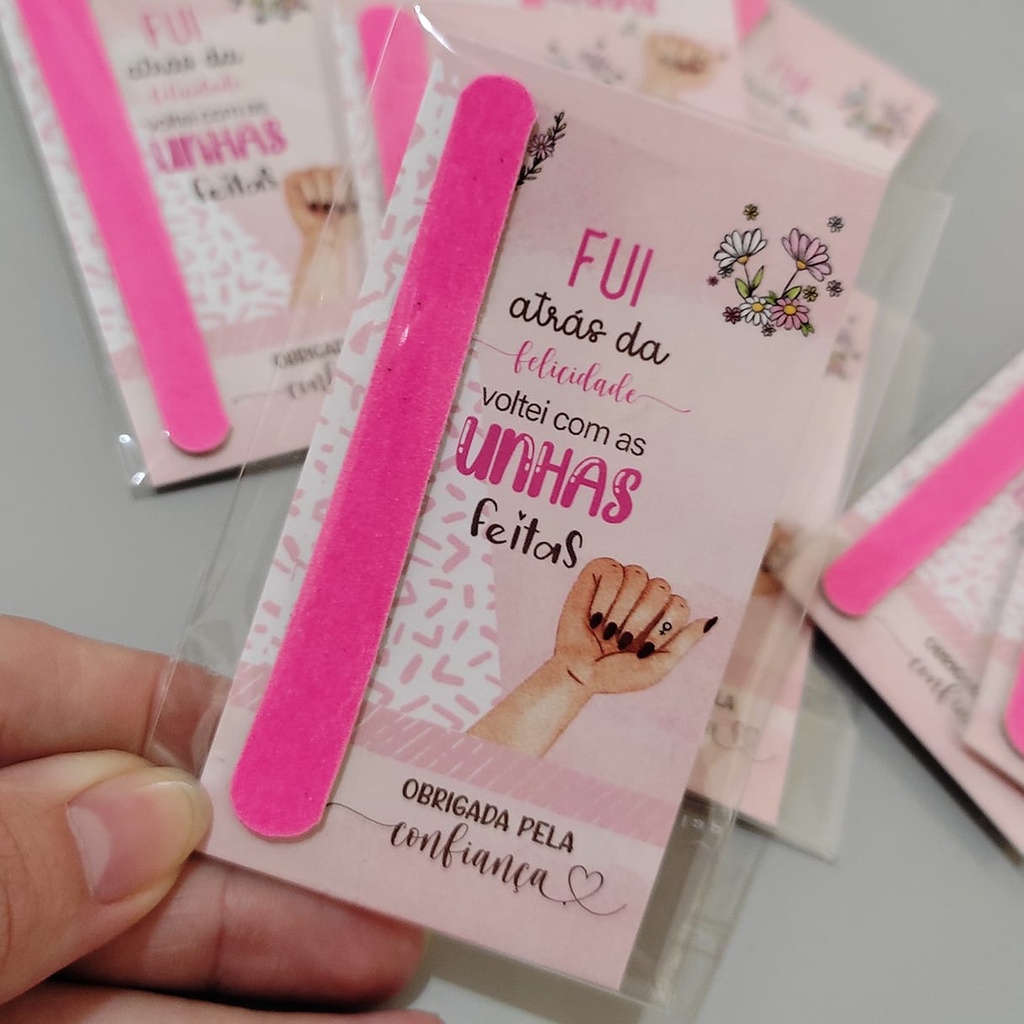 100 ou 50 Mini lixinha de unha com cartão de agradecimento ao cliente ...