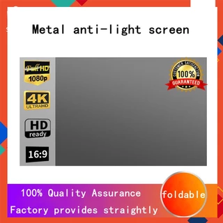 Tela do Projetor Anti-Luz 16:9 Dobrável Portátil Projeção Tela de Filme Metal Anti-Luz 100 Polegada HD 4K Cortina Montado Na Parede Para Home Theater De