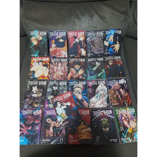 jujutsu do 0 ao 18, com capas variantes 3 e 8, mais todos os brindes da panini