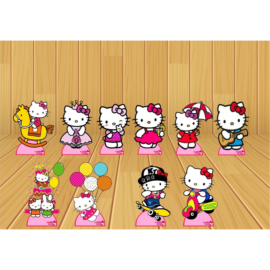 Display de Festa 15cm em Madeira MDF Tema : Hello Kit | Shopee Brasil