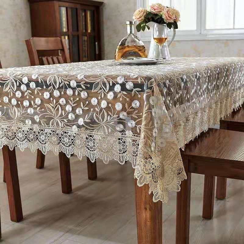 Toalha De Mesa De Renda Retangular Branca Rectangular Sobreposição De ...