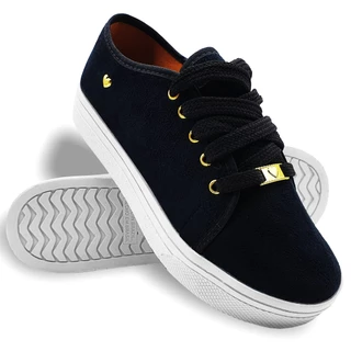 Tênis Feminino Casual Slip on Preto Branco Confortavel Macia Sapato